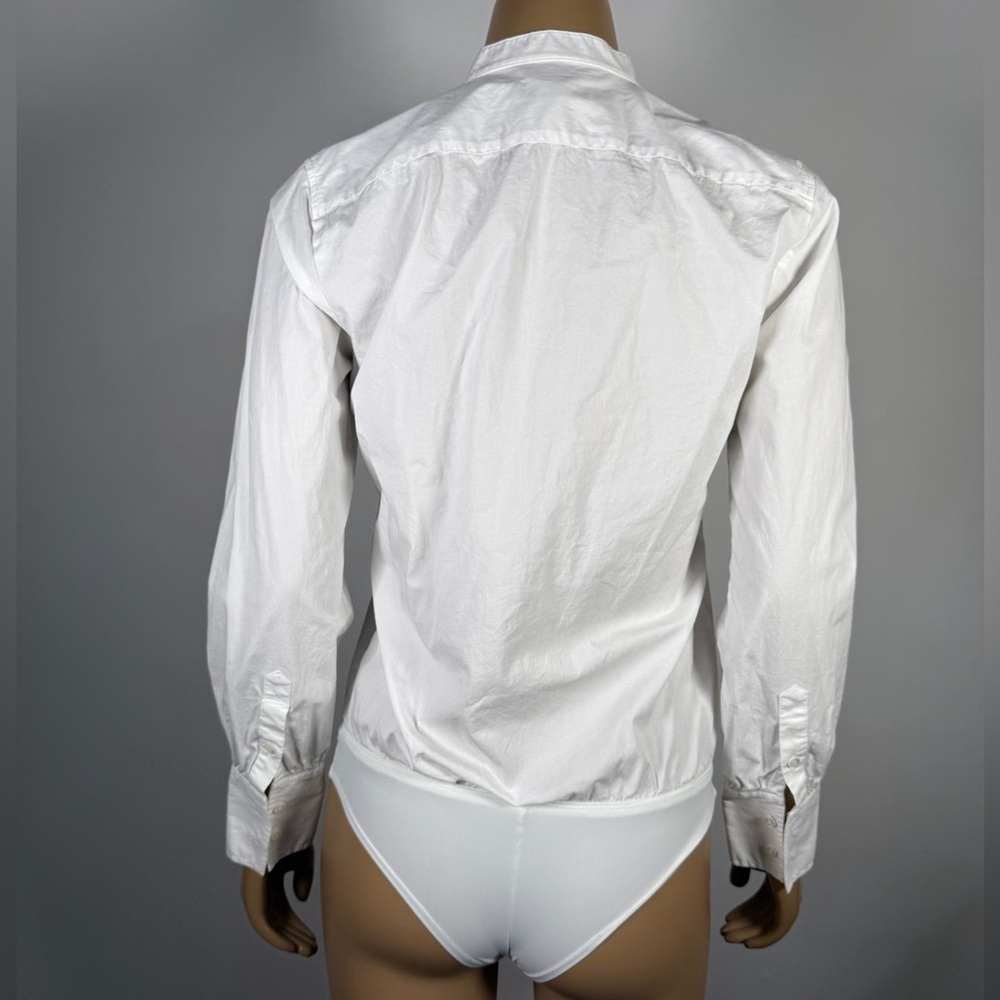 J. Crew Women’s Size 2 White Stretch Perfect Bodysuit Shirt - Picture 3 of 9